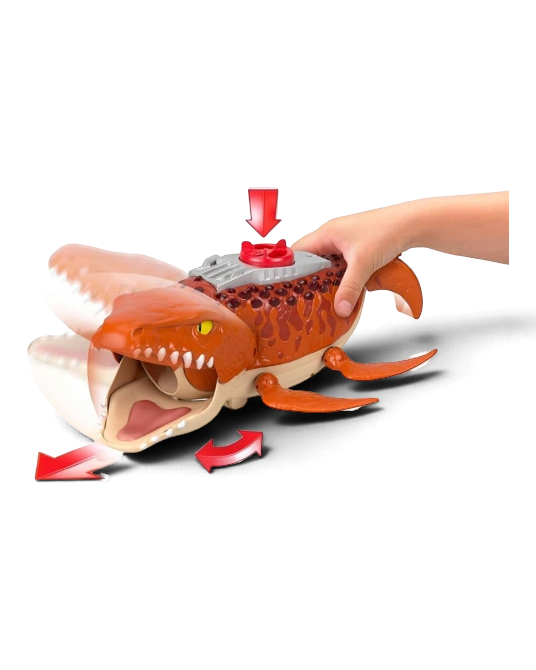 VaultifyUK Jurassic World Rebirth Aquachomp Chase Mosasaurus toy with interactive chomping jaw action