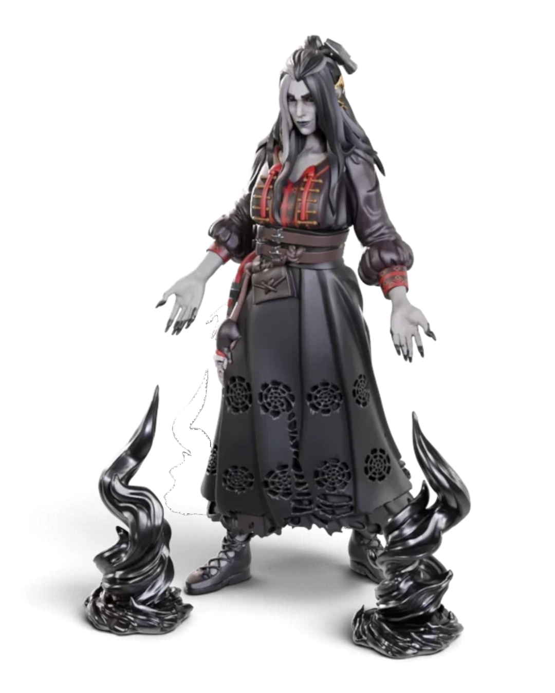 VaultifyUK Critical Role Laudna unpainted miniature with dark flowing magic effects and intricate gothic dress detail