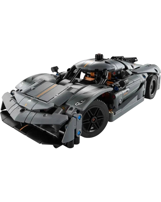 LEGO Technic 42173 Koenigsegg Jesko Absolut Grey Hypercar front three-quarter view