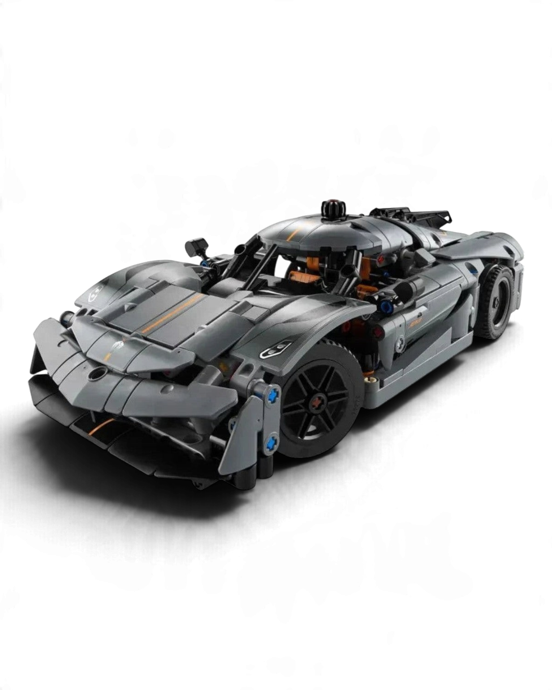 LEGO Technic 42173 Koenigsegg Jesko Absolut Grey Hypercar front three-quarter view
