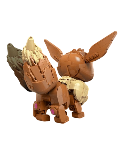 VaultifyUK LEGO Eevee Pokémon sculpture showing the brown and cream brick-built character from a rear angle