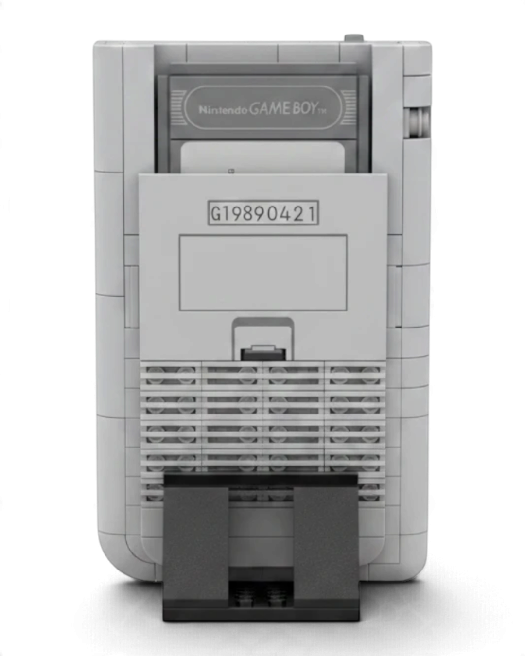 VaultifyUK LEGO Super Mario Game Boy set back view showing brick-built console details and cartridge slot