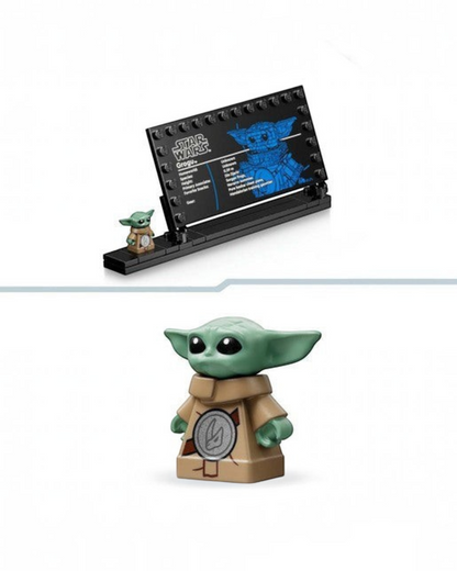 VaultifyUK Lego Star Wars Grogu display set with information plaque and detailed minifigure