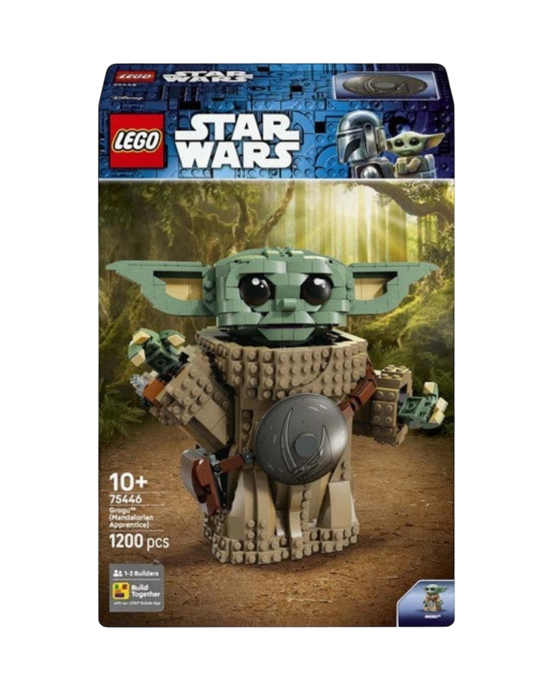 VaultifyUK LEGO Star Wars Grogu Mandalorian Apprentice display set box featuring brick-built character and armour.