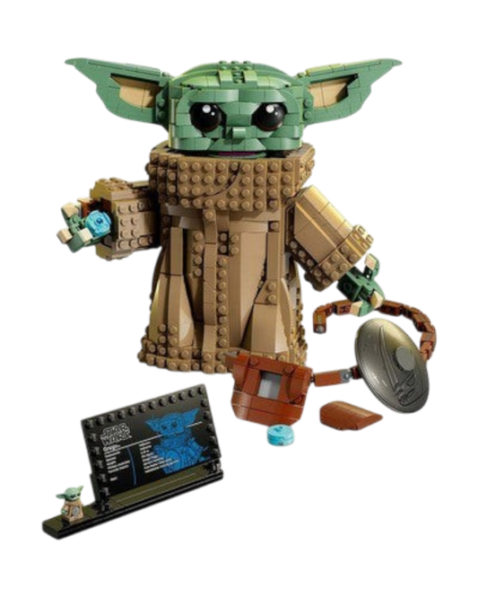 VaultifyUK LEGO Star Wars Grogu buildable figure with beskar armour, satchel, display plaque and mini figure.