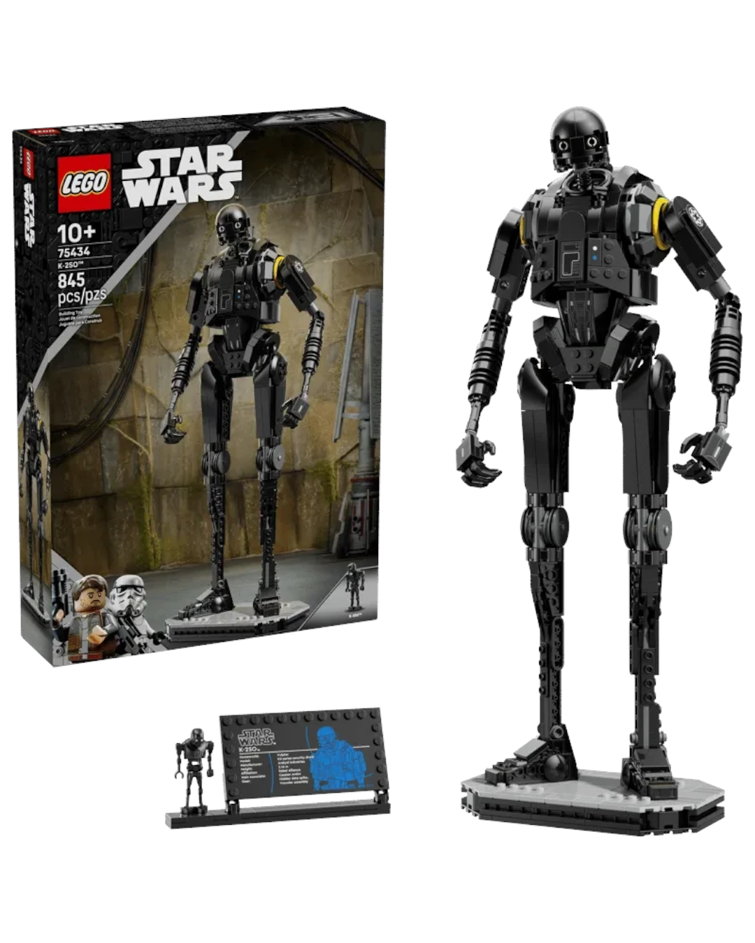 VaultifyUK LEGO Star Wars K-2SO droid building set with display stand, information plaque, and mini figure.