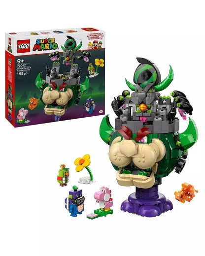 VaultifyUK LEGO Super Mario Castle Bowser set 72042 with Prince Florian, Pink Yoshi, and other character figures.