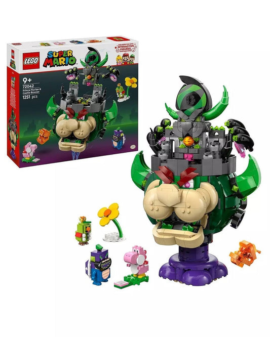 VaultifyUK LEGO Super Mario Castle Bowser set 72042 with Prince Florian, Pink Yoshi, and other character figures.