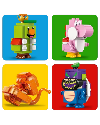 VaultifyUK LEGO Super Mario Prince Florian, Pink Yoshi, Fiery Note Piranha, and Wonder Bowser Jr. minifigures