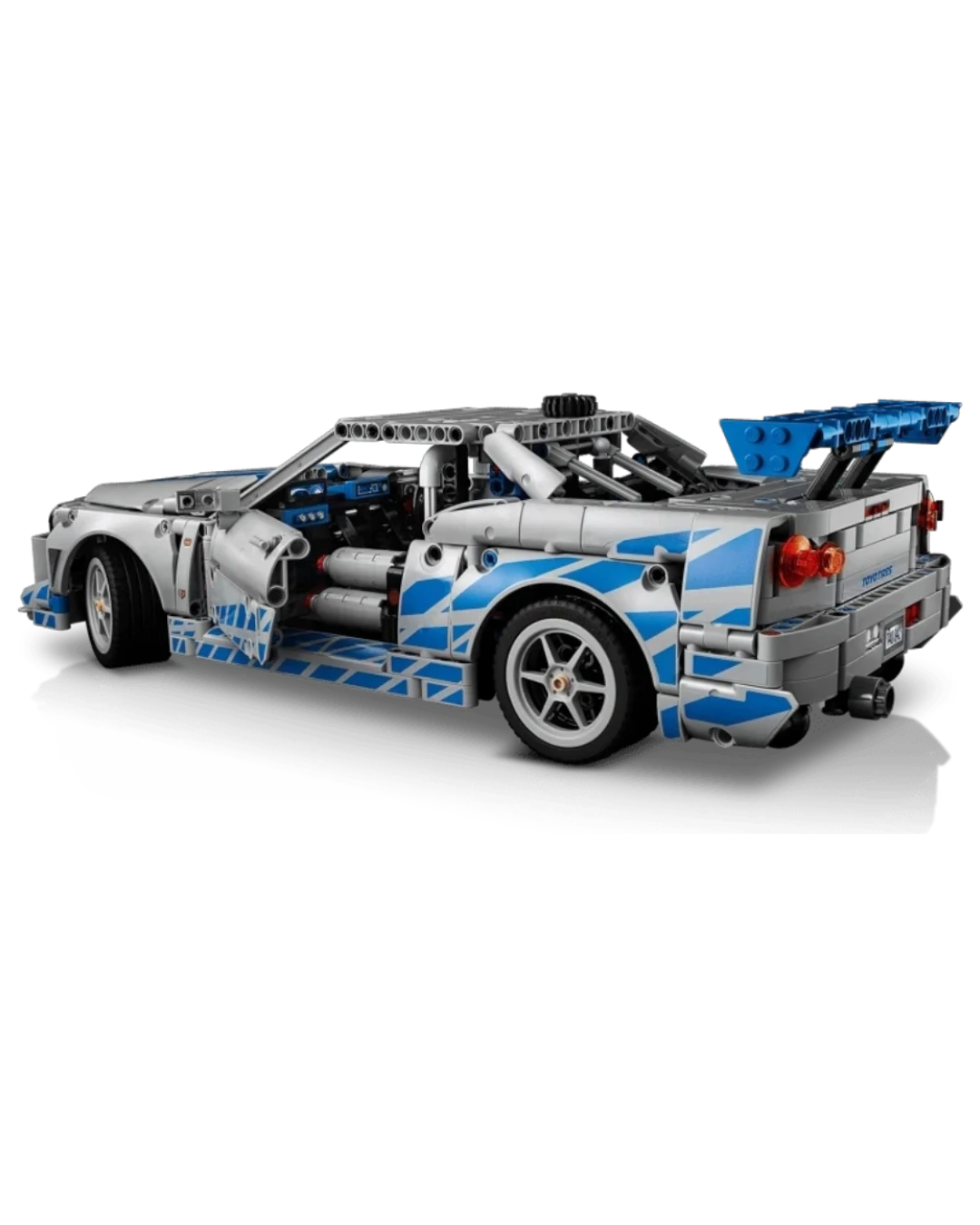 VaultifyUK LEGO Technic Nissan Skyline GT-R R34 from 2 Fast 2 Furious in silver with blue racing decals