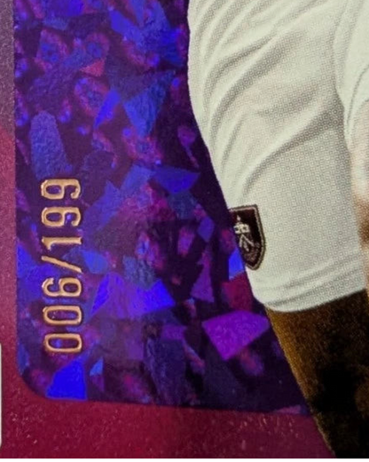 VaultifyUK Topps Premier League 2025/26 Lyle Foster purple parallel card numbered 006/199 with foil finish