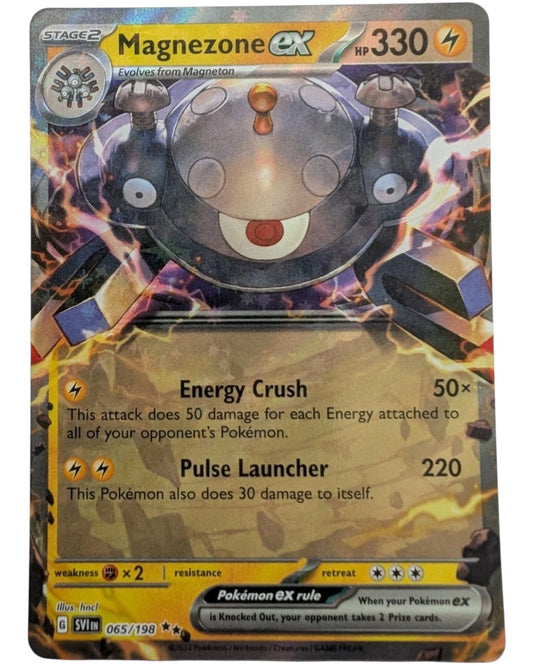 VaultifyUK Magnezone ex 065/198 Holo Double Rare Pokémon card from Scarlet & Violet set with electric artwork
