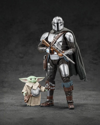 VaultifyUK ZD Toys 1/10 scale Mandalorian and Grogu action figure set with detailed armour and weathered rifle