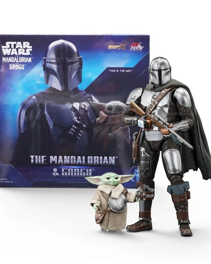 VaultifyUK ZD Toys Star Wars Mandalorian and Grogu 1/10 scale action figure set with detailed armour and accessories