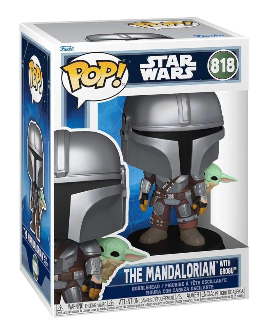 VaultifyUK Funko Pop! Star Wars The Mandalorian and Grogu #818 vinyl bobblehead figure in display box
