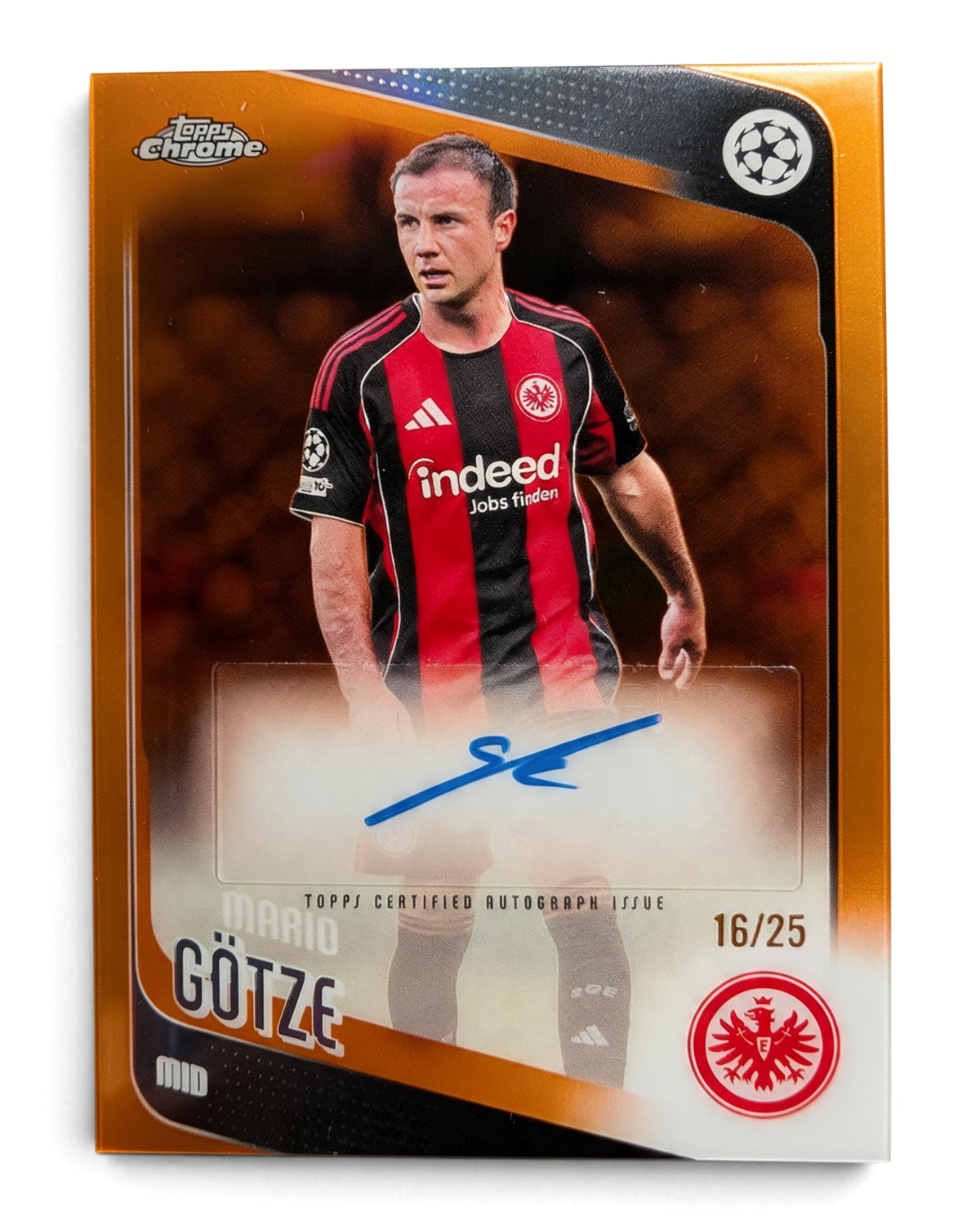 VaultifyUK 2025/26 Topps Chrome UEFA Mario Götze orange parallel autograph card numbered 16 of 25