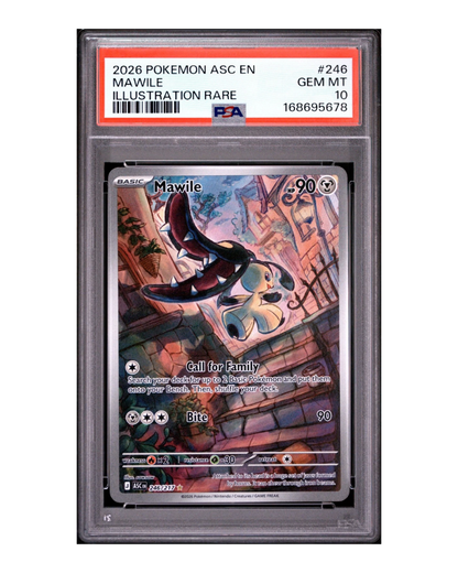 VaultifyUK PSA 10 Gem Mint Mawile 246/217 Illustration Rare card from the Ascended Heroes Pokémon set.
