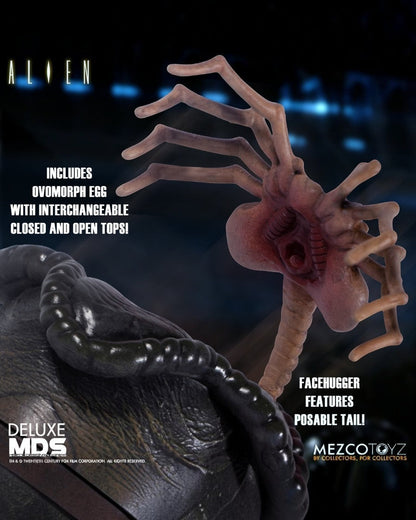 VaultifyUK Mezco Designer Series Alien Xenomorph facehugger accessory with posable tail and ovomorph egg detail