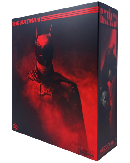 VaultifyUK Mezco One:12 Collective The Batman action figure collector window box with red cinematic lighting