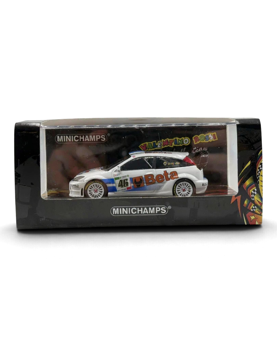 VaultifyUK Minichamps 1:43 Ford Focus RS WRC #46 Valentino Rossi Monza Rally Show 2007 diecast model car in display box