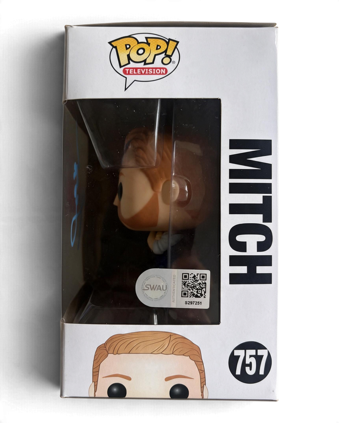 VaultifyUK signed Mitch #757 Modern Family Funko Pop figure with SWAU authentication sticker on the display box