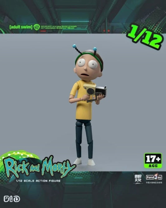 VaultifyUK FondJoy 1/12 scale Morty Smith action figure with gadget accessory and headband from Rick and Morty