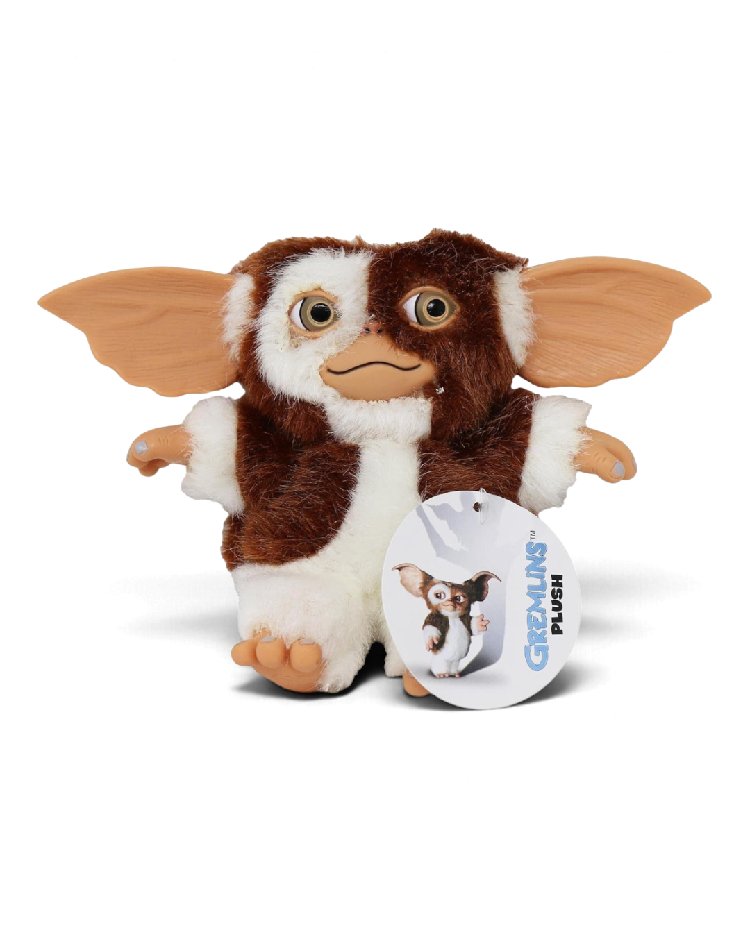 VaultifyUK 6-inch NECA Gremlins Gizmo plush with soft brown and white fur, vinyl face, and cheerful smiling expression.