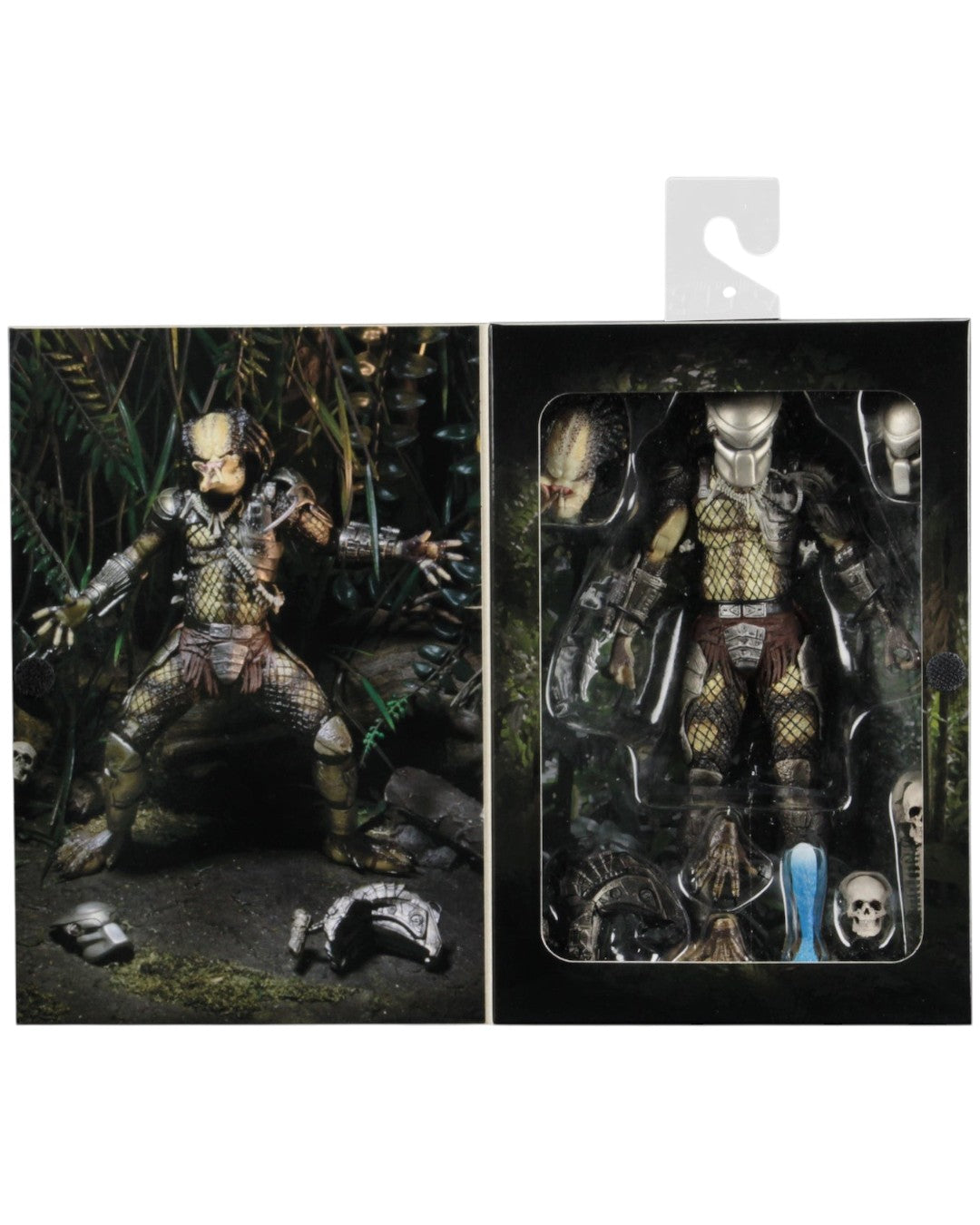 VaultifyUK NECA Predator Jungle Hunter 7-inch action figure in collector-friendly window box packaging with accessories.