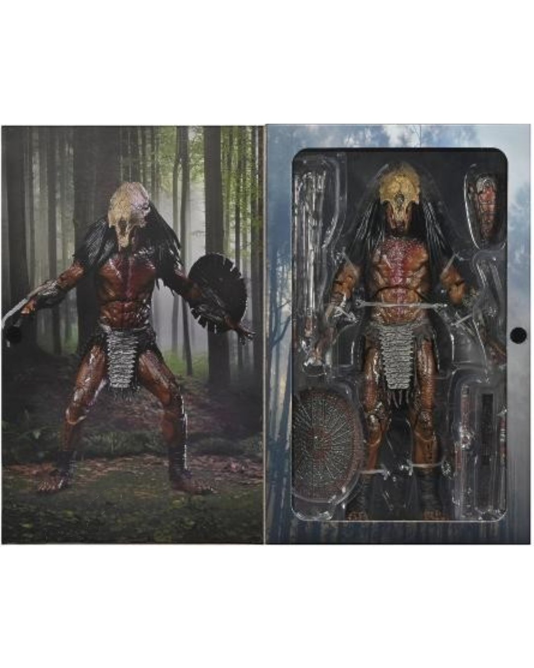 VaultifyUK NECA Prey Feral Predator 7-inch action figure in collector-friendly window box packaging with accessories