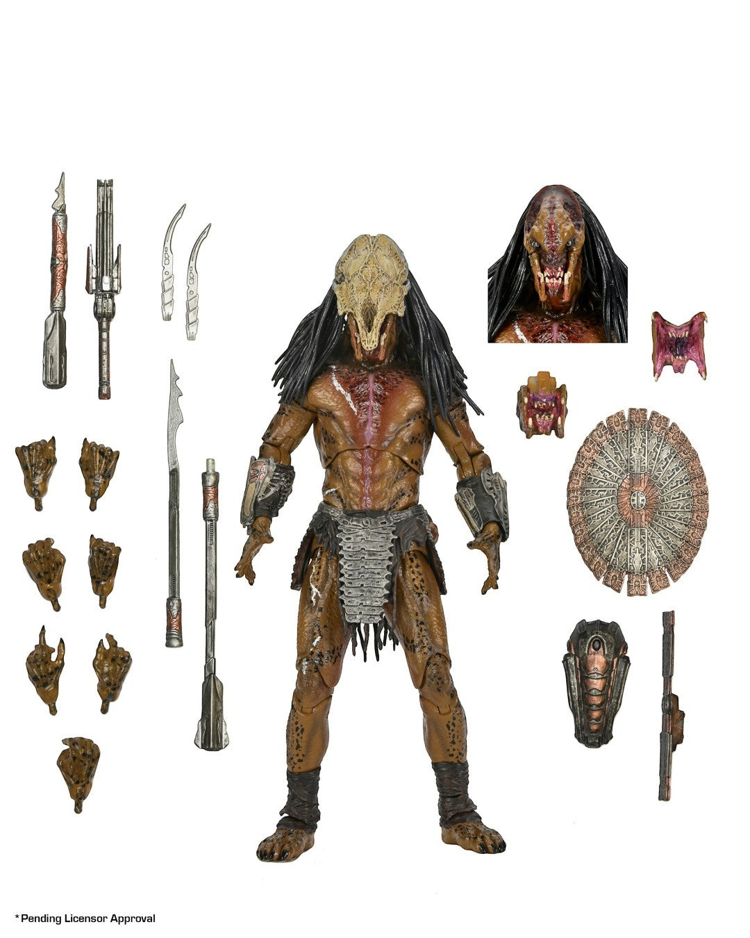 VaultifyUK NECA Prey Feral Predator 7-inch action figure with interchangeable heads, weapons, and accessories.