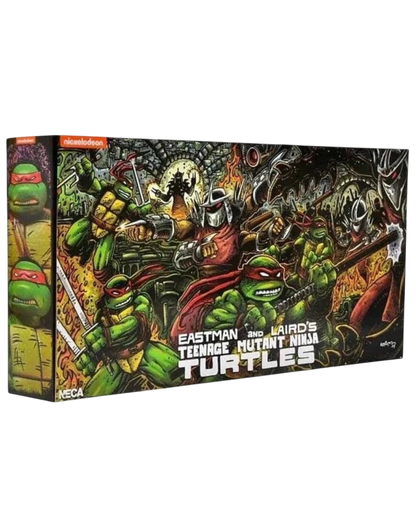 VaultifyUK NECA TMNT Mirage Comics 4-pack action figure set in collector window box with classic comic book artwork