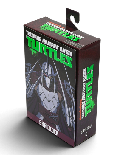 VaultifyUK NECA TMNT 2012 Shredder action figure packaging featuring character artwork and series branding