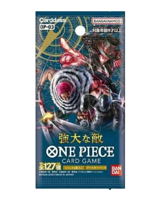 VaultifyUK Japanese One Piece OP-03 Pillars of Strength booster pack featuring Charlotte Katakuri and Sabo artwork