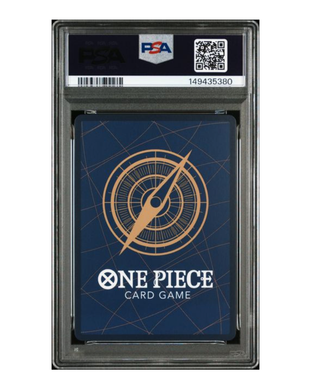 VaultifyUK PSA 10 graded One Piece Card Game Rebecca OP05-091 SP card back view in a protective slab