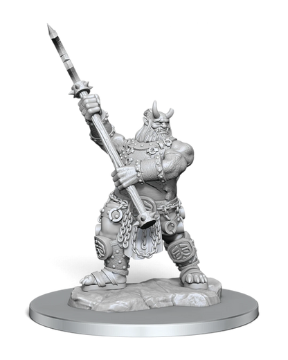 VaultifyUK Critical Role Oni unpainted miniature holding a large glaive, featuring detailed armor and horns.