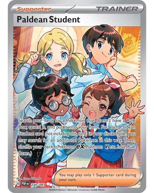 VaultifyUK Pokémon TCG Paldean Student 230/091 Ultra Rare card featuring charming character art by Cona Nitanda