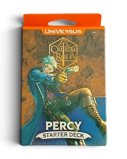 VaultifyUK UniVersus CCG Critical Role Percy starter deck box featuring Percy de Rolo with his signature pistol.