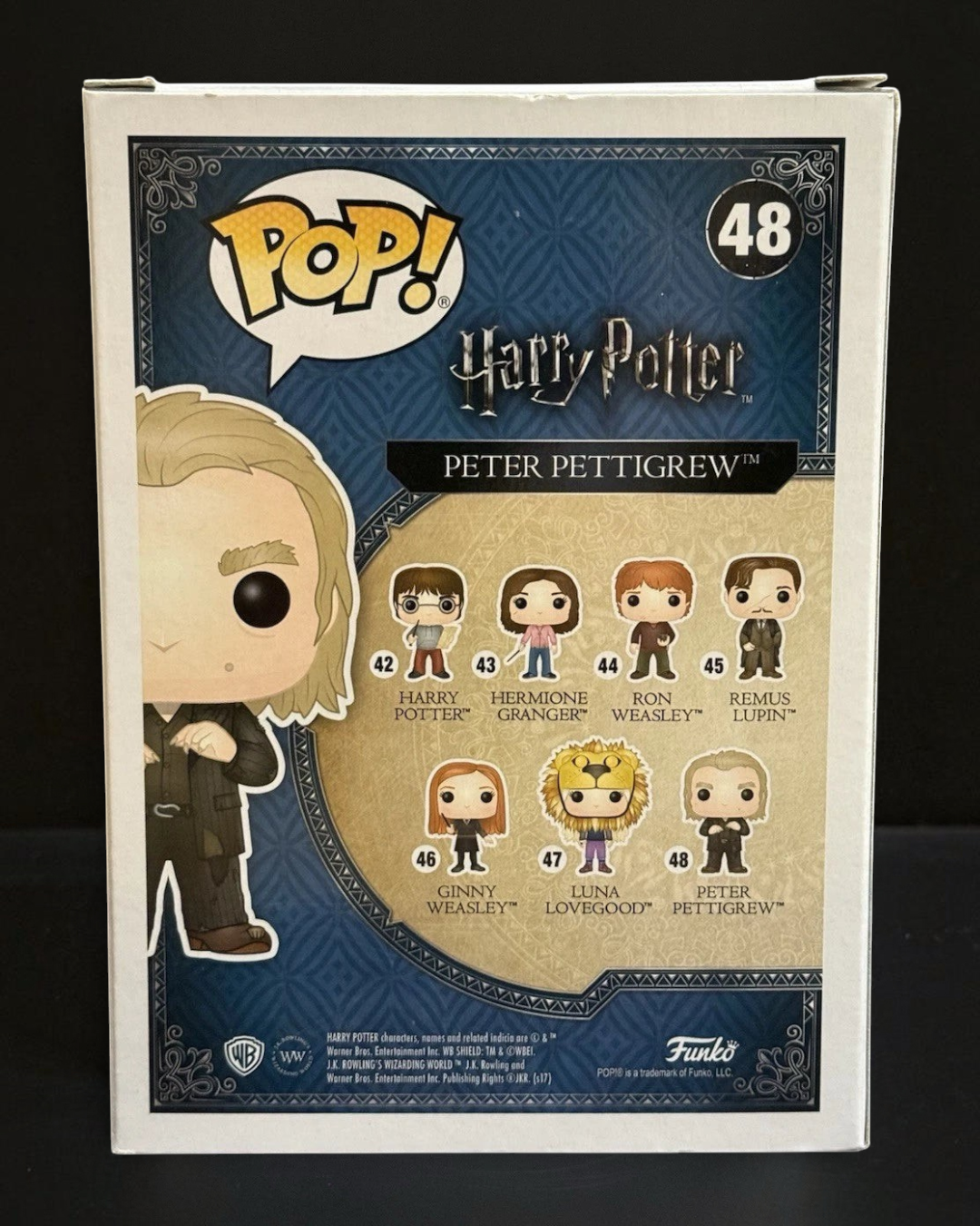 VaultifyUK Harry Potter Peter Pettigrew #48 Funko Pop box back showing character collection list