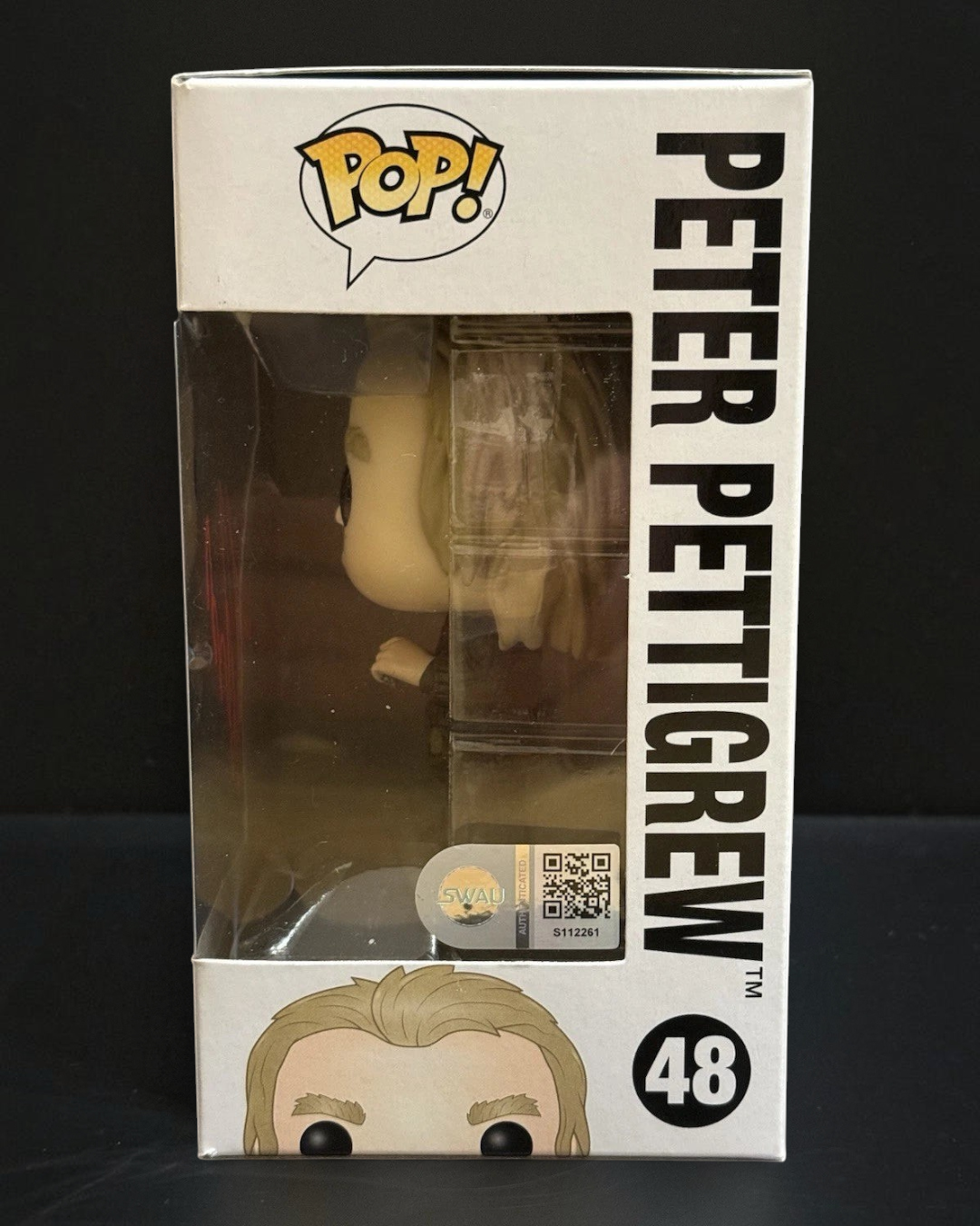 VaultifyUK Peter Pettigrew #48 Funko Pop signed by Timothy Spall with SWAU authentication hologram on display box