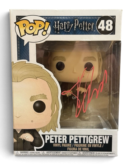 VaultifyUK Peter Pettigrew #48 Funko Pop signed in red marker by Timothy Spall with SWAU authentication hologram