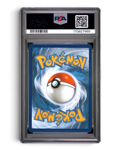 VaultifyUK PSA 8 graded Pokemon card back showing the classic blue and white swirl design in a protective slab.