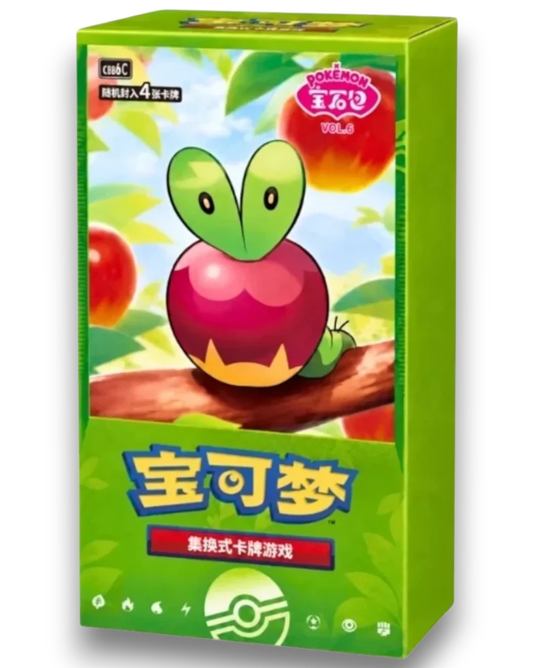 VaultifyUK Pokémon TCG Simplified Chinese Gem Pack Vol. 6 booster box featuring Applin artwork on green packaging