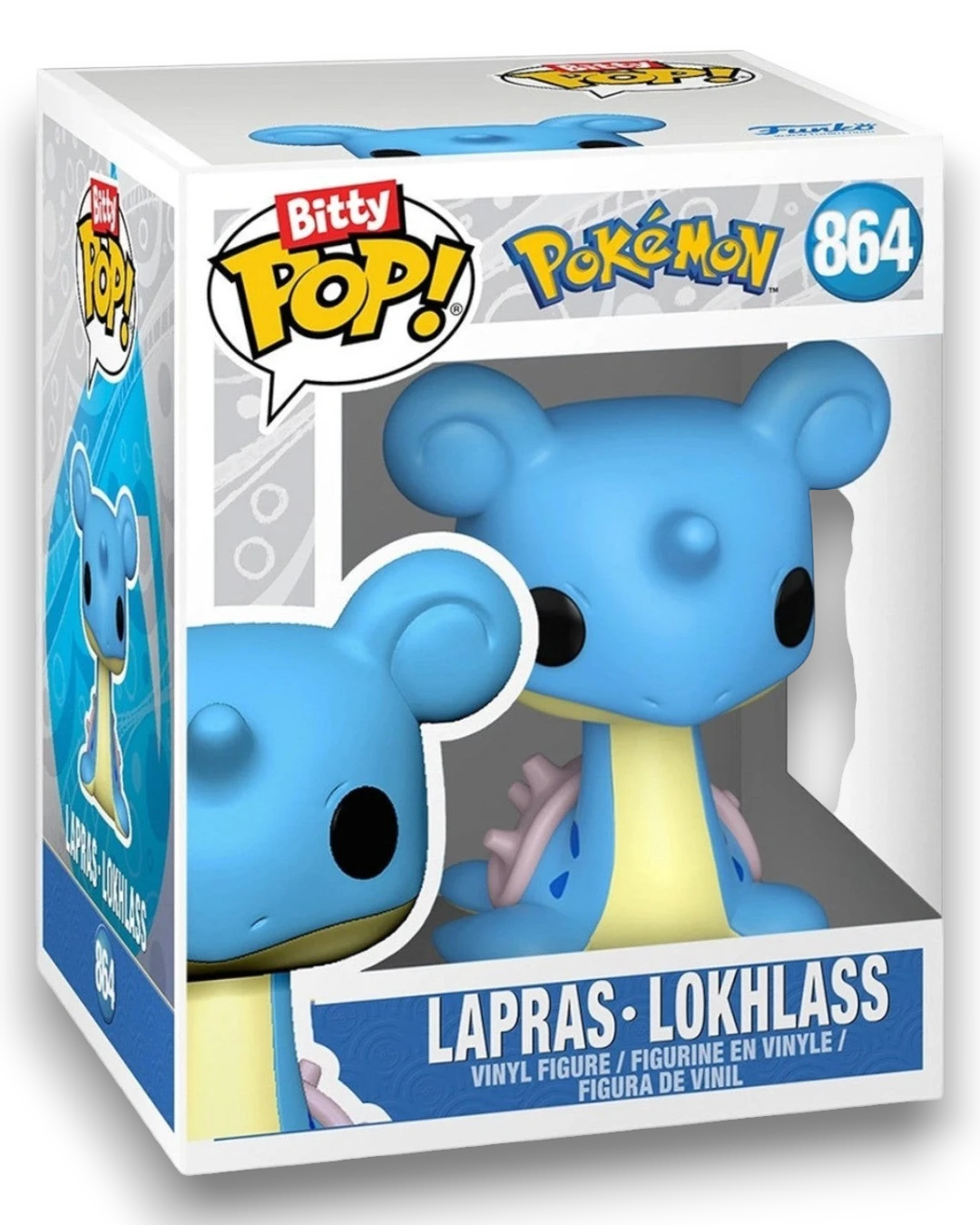 VaultifyUK Pokémon Bitty Pop! Lapras vinyl figure in original display box with blue and cream colour scheme