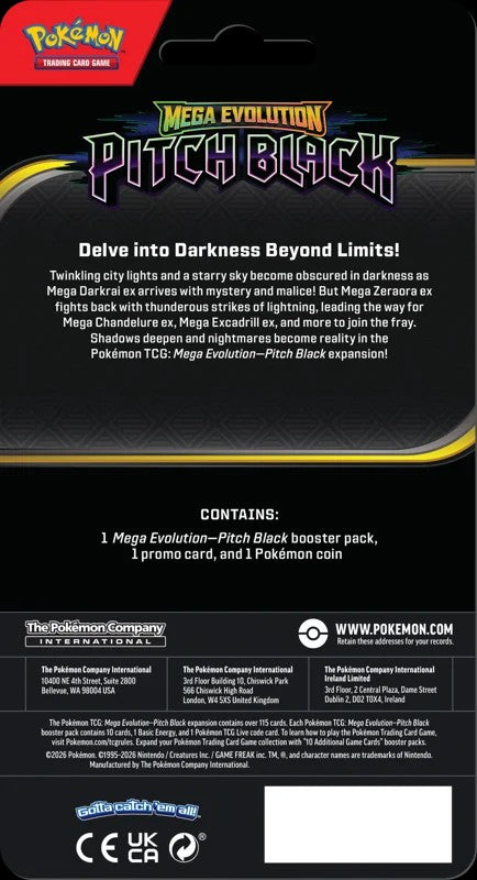 VaultifyUK Pokémon TCG Mega Evolution Pitch Black Checklane Blister back packaging with set details and branding