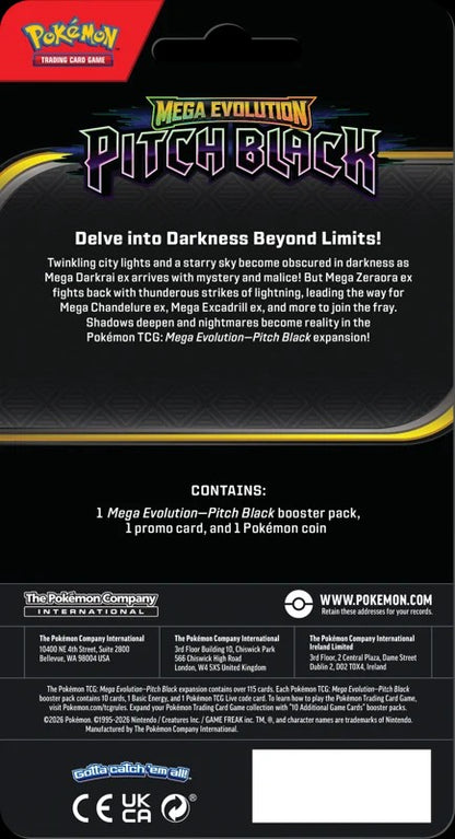 VaultifyUK Pokémon TCG Mega Evolution Pitch Black Checklane Blister back packaging with set details and branding