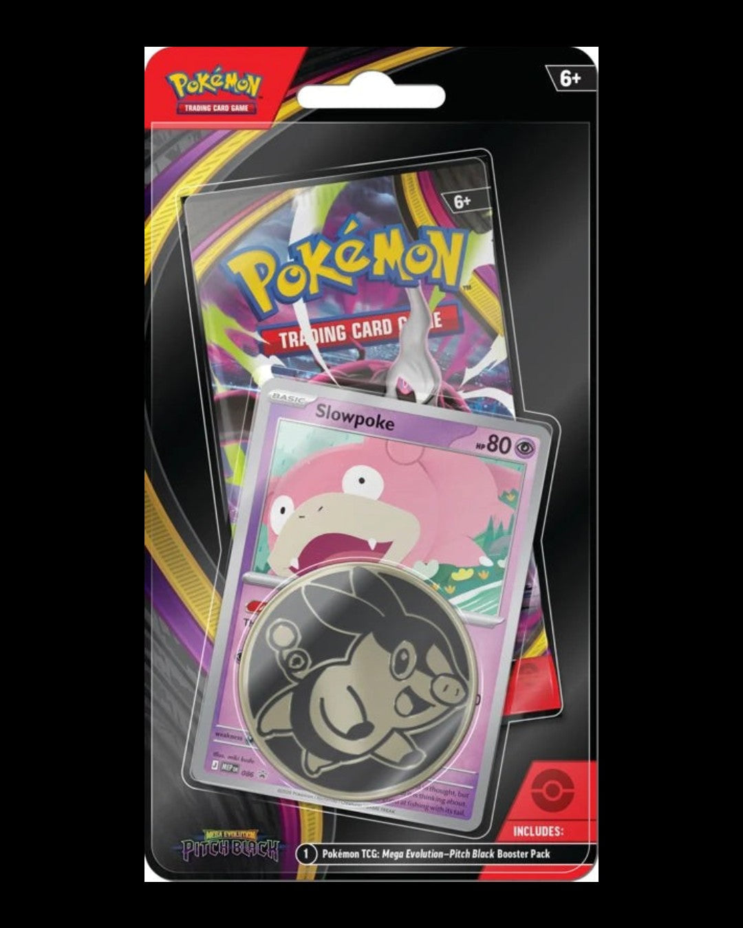 VaultifyUK Pokémon TCG Mega Evolution Pitch Black Checklane Blister with Slowpoke promo card and collectible coin