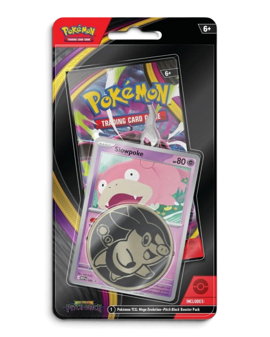 VaultifyUK Pokémon TCG Mega Evolution Pitch Black Checklane Blister with Slowpoke promo card and collectible coin