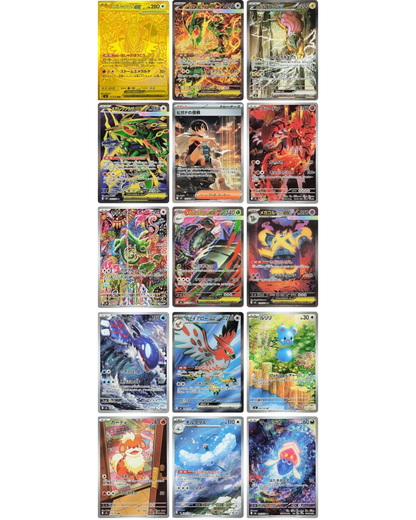 VaultifyUK Pokémon TCG Storm Emeralda Japanese booster pack cards featuring Mega Rayquaza and various rare artwork