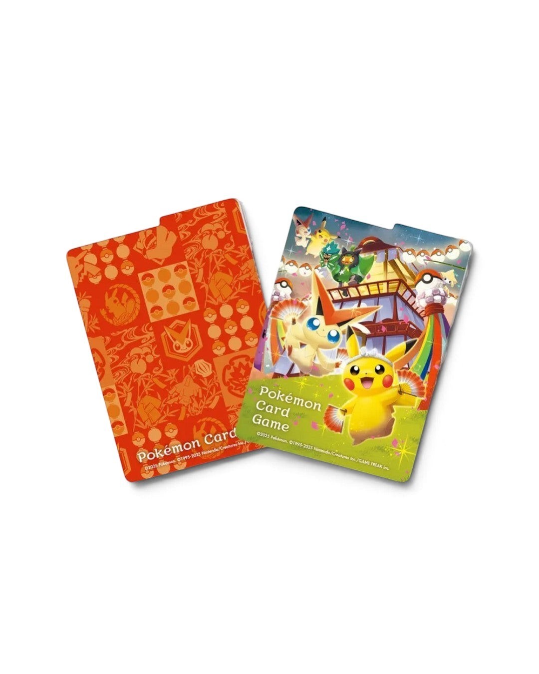 VaultifyUK Pokémon Center Tohoku Japanese TCG deck case and divider featuring Pikachu and Victini artwork