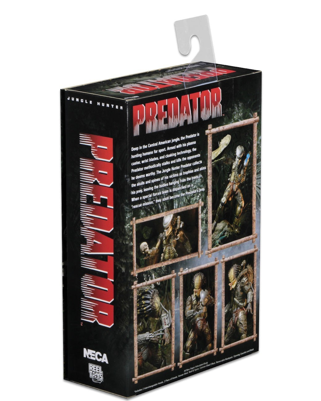 VaultifyUK NECA Predator Jungle Hunter action figure collector window box packaging showing movie scene imagery